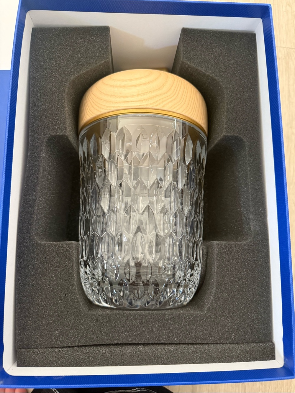 Saint Louis Crystal Folia Clear Woodbrushed Brass Finish Portable Lamp